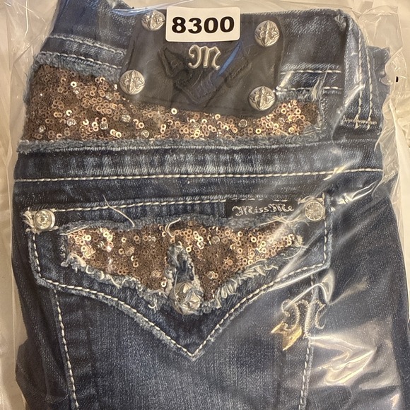 Miss Me women 29 SKINNY jeans Medium Wash PINK EMBELHISHMENTS THICK STITCH - Picture 10 of 10